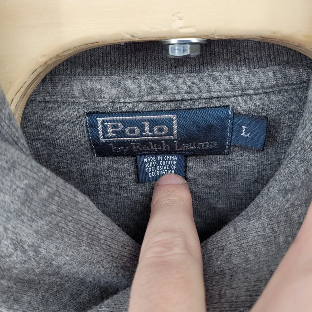 Polo Ralph Lauren Shawl Collar Sweater Mens Large Gray Pullover Long Sleeve‎
